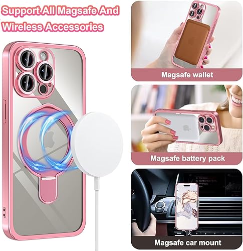 Miniatura 6 de LONTECT Funda para iPhone 15 Pro con soporte magnético invisible compatible con MagSafe protección contra caídas a prueba de golpes, funda