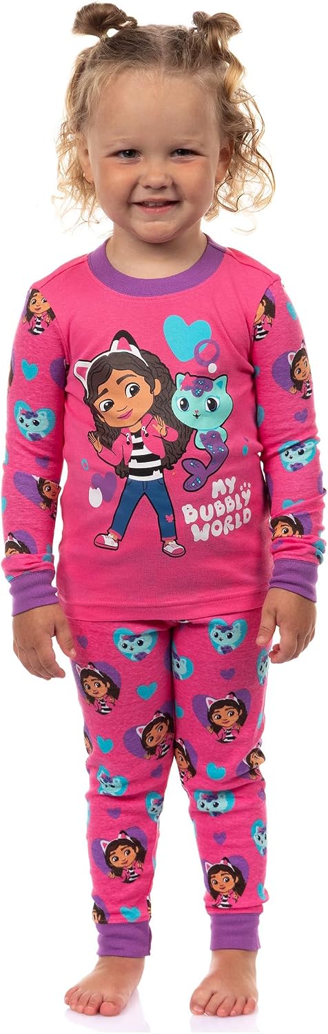 Gabby's Dollhouse Bubbly World Toddler Girls' Tight Fit 2-Piece Pajama Set