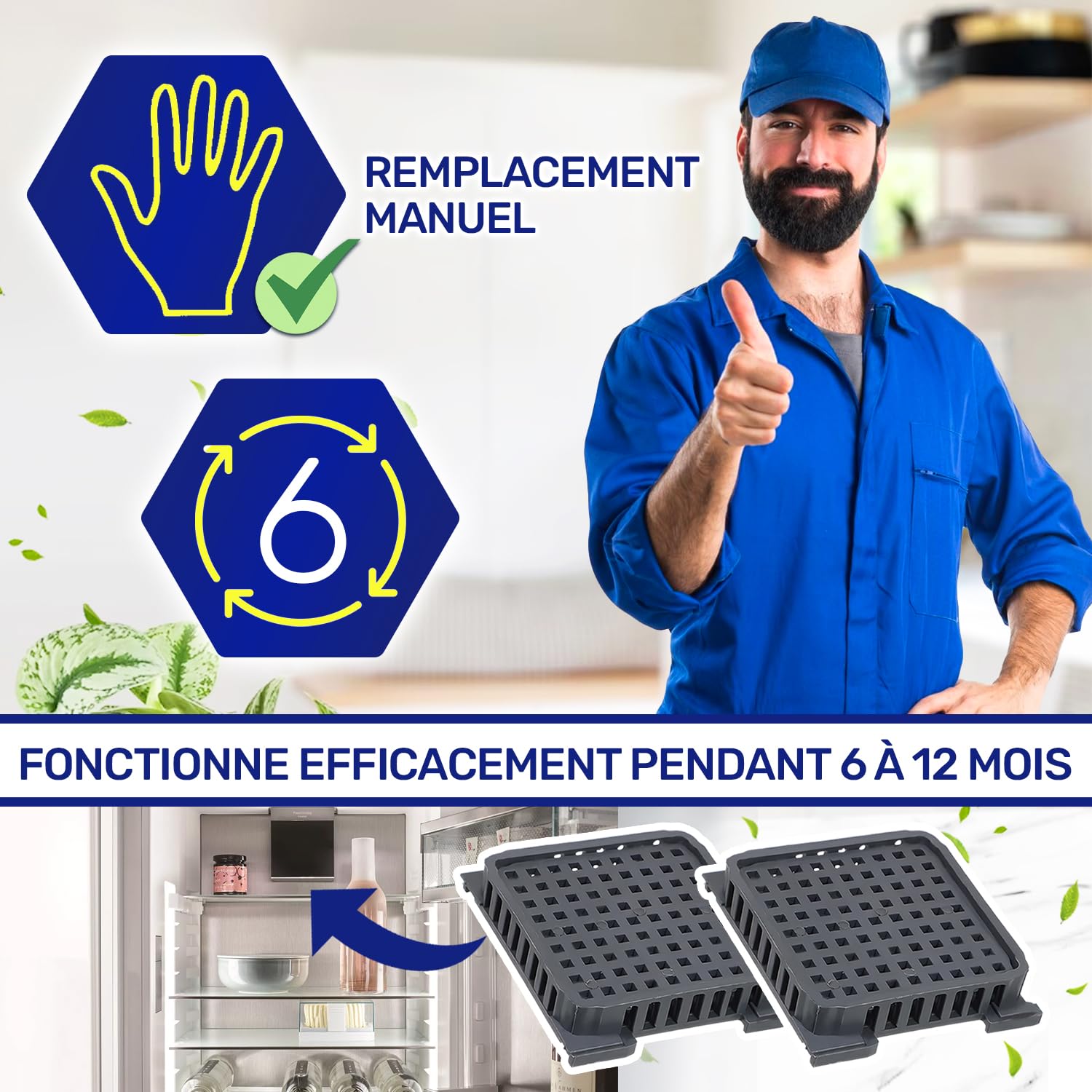 2 Pièces Filtre à Charbon Actif Frigo Congelateur Combiné avec Code Original 7440021 7440021-00 9882460 988246000 9096989 9882429 pour Liebherr FreshAir - MONTERAL