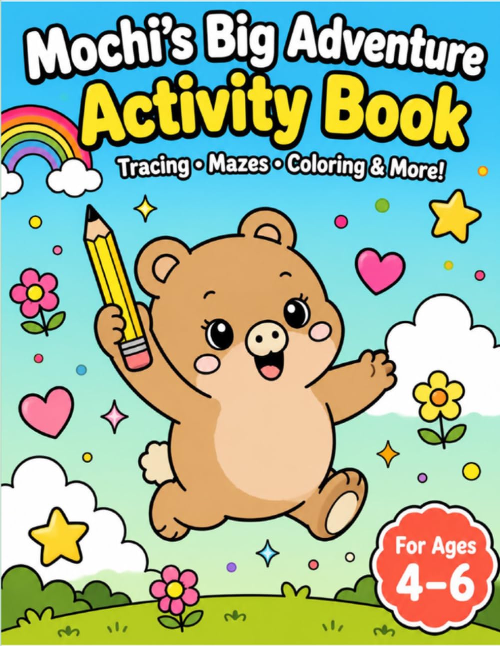 Mochi's Big Adventure Activity Book for Kids Ages 4-6: Coloring Pages, Tracing, Mazes, Puzzles & More (The Mochi Series)