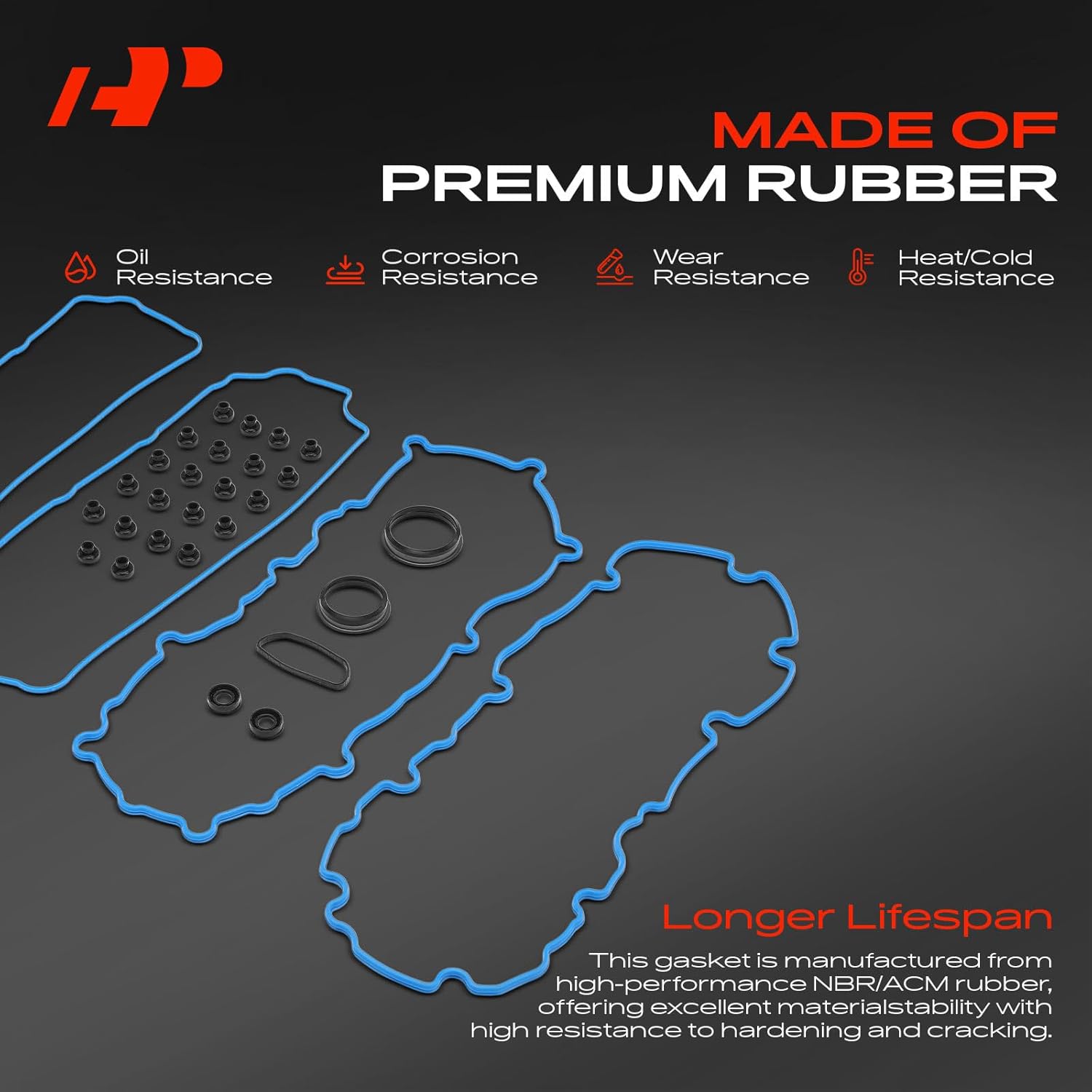 A-Premium Upper & Lower Engine Valve Cover Gasket Set Compatible with Ford F-250 F-350 F-450 F-550 Super Duty 2008 2009 2010, 6.4L, Diesel, Upper and Lower Side