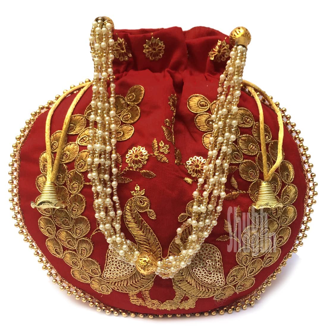 wan-sukh Women's Potli Bag Peacock Embroid Silk Fabric Potli Bag, Wedding, Party, or Return Gift-picture-50