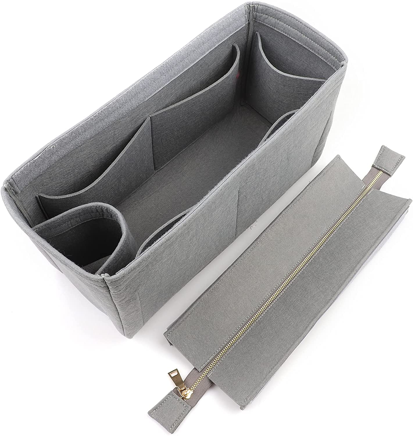 GREENSHEEPGREENSHEEP Felt Purse Organizer Insert for Handbags, Tote, Hobo Bag Storage Divider with Removable Metal Zipper Cover
