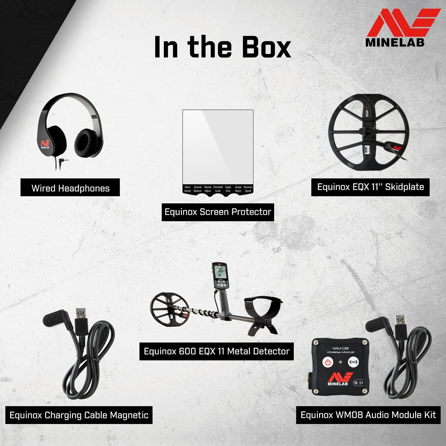 Contents of the MINELAB EQUINOX 600 box