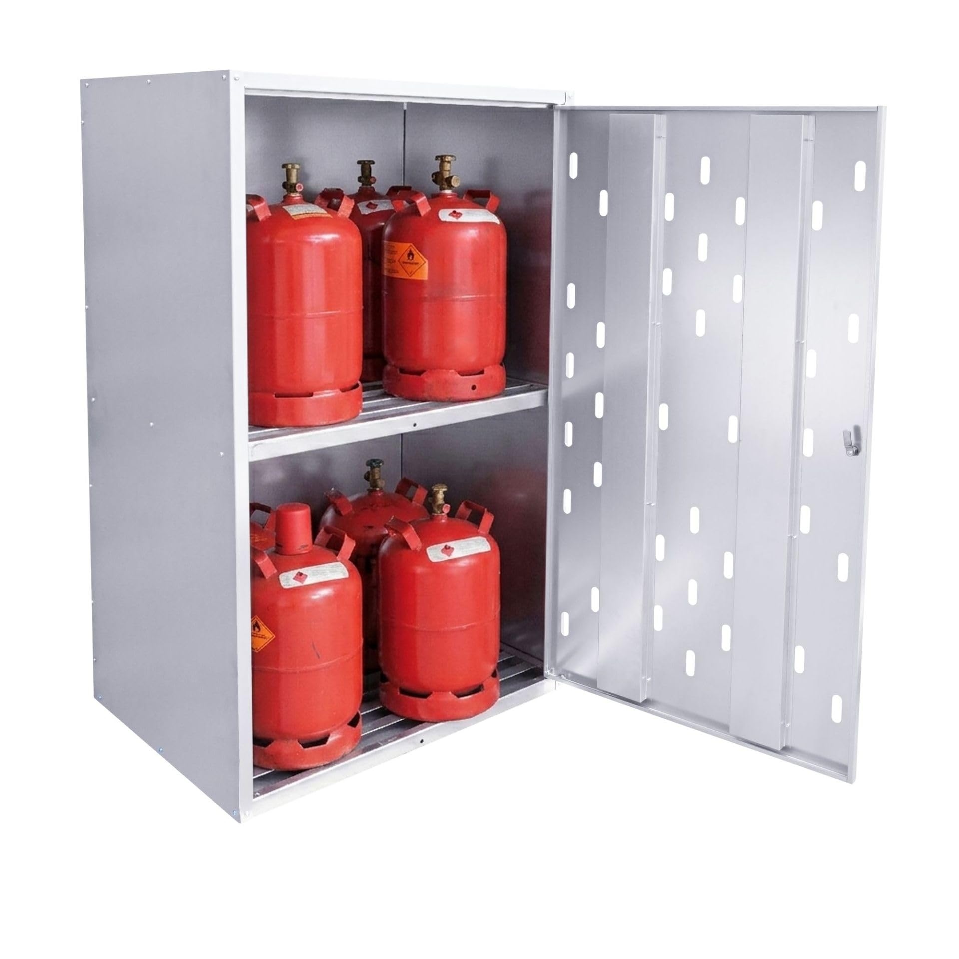 Propangasflaschen-Schrank verzinkt 1500 x 842 x 690 mm | Gasflaschenschrank | Für 10x11 kg oder 4x33 kg, Feuerverzinkter Stahl, Abschließbar, Belüftung, Außenbereich