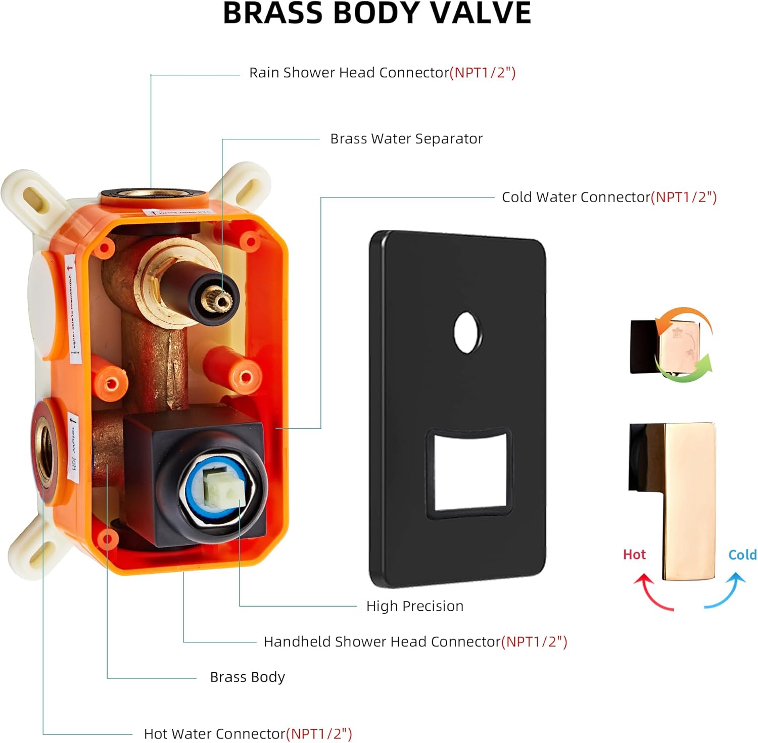 Shower Faucet Set, Matte Black and Rose Gold Rainfall Shower System Complete Wall Mounted for Bathroom with 10 Inch Square Shower Head and Handheld Shower Head Rain Mixer Combo Set