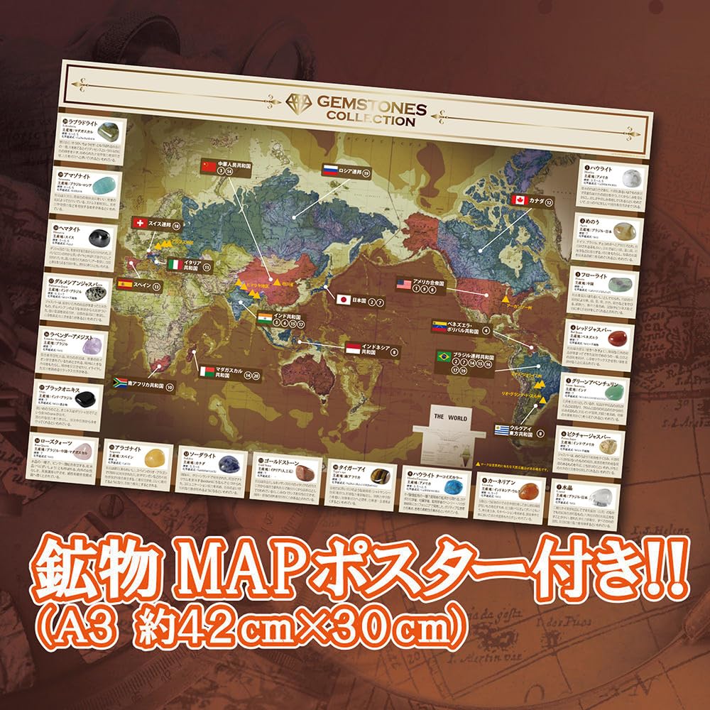 ♯Gzi10Fe好奇心倶楽部化石・鉱物標本図鑑2全12種 Amazon | 触れる図鑑 世界の石コレクション 天然石 半貴石 ZH