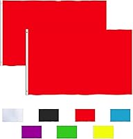 Vista 1 de Consummate Bandera roja sólida de 3 x 5 pies, banderas rojas lisas de poliéster con ojales de latón, paquete de 2