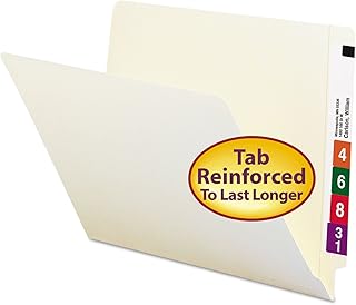 Smead End Tab File Folder, Shelf-Master Reinforced Straight-Cut Tab, Letter Size, Manila, 100 per Box (24109)