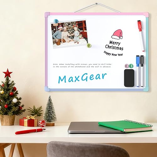Vista 76 de MaxGear Pizarra blanca colgante de doble cara para pared, pizarra blanca colgante de 16 x 12 pulgadas, pequeña pizarra blanca de borrado en seco