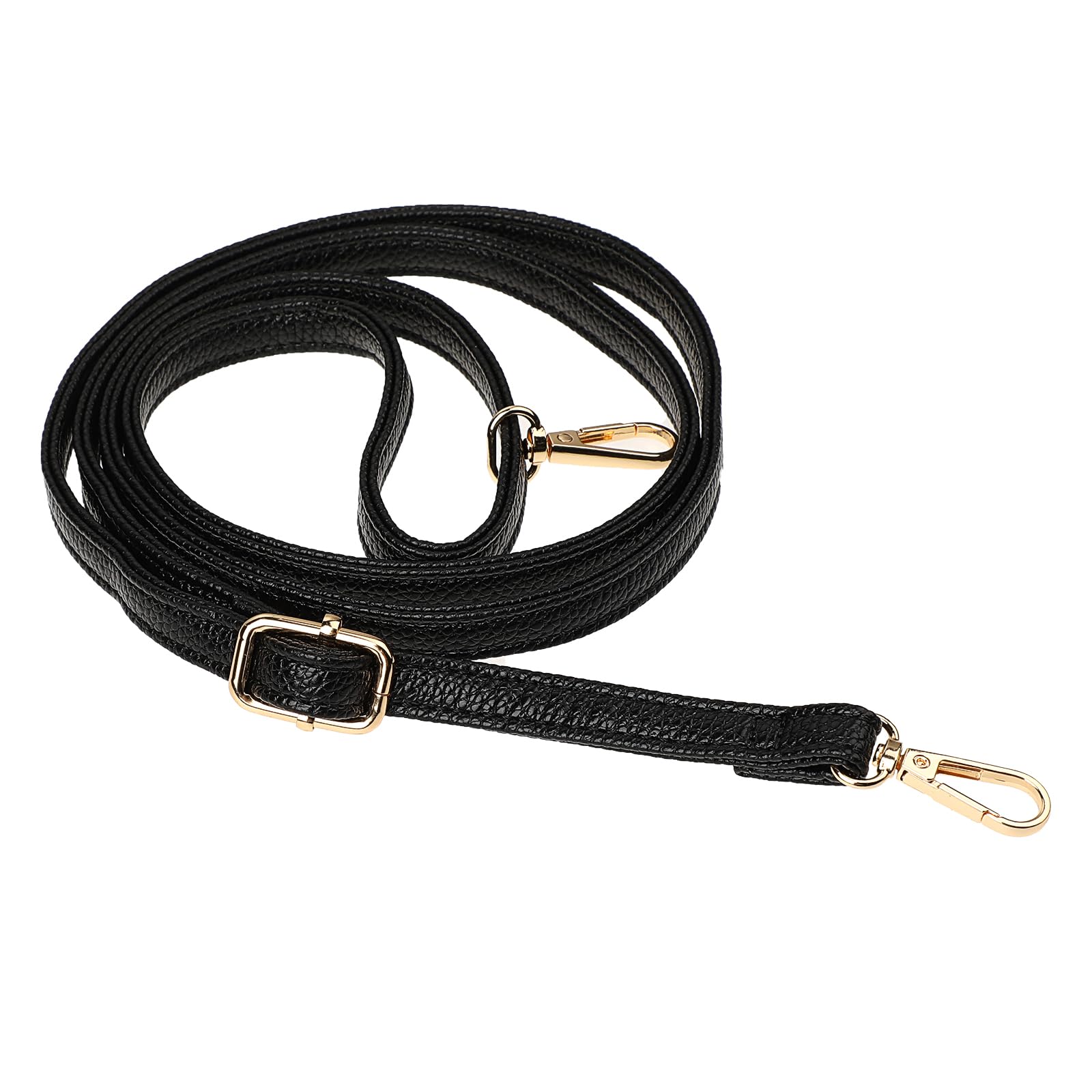 COMNICO 1 Pack Purse Strap Replacement Crossbody Black Leather Adjustable Handbag Lengthen Handles with Gold Hang buckle for Shoulder Bags Camera Strap