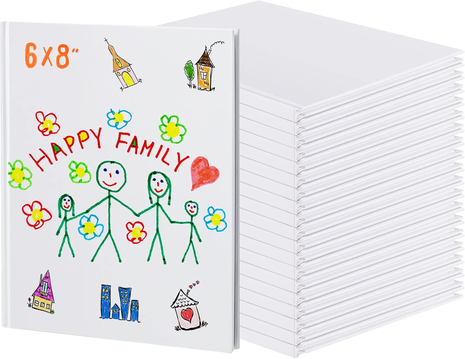 SATINIOR 20 Pack White Hardcover Blank Book 6x8 Inch, 40 Pages Hardcover Blank Book for Kid to Write Stories, Unlined Notebook Sketchbook Art Crafts Back to School Office Supplies