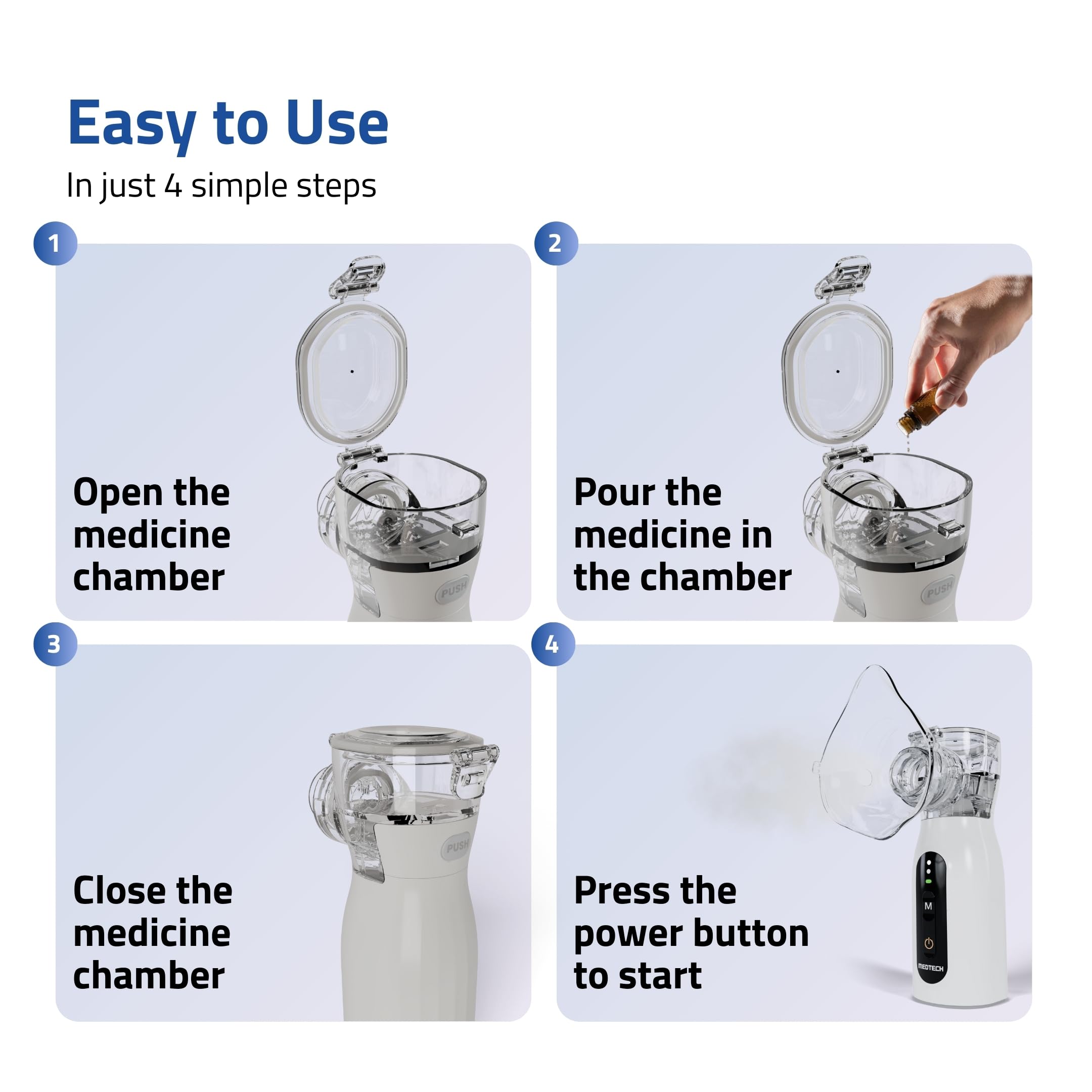 MEDTECH® Handyneb Micro-02 Premium Portable Mesh Nebulizer Machine for Adults and Kids | Silent Mist Inhaler | USB Type-C Rechargeable Nebulizer for Kids & Travel Use | Compact, Lightweight - Image 8 thumbnail