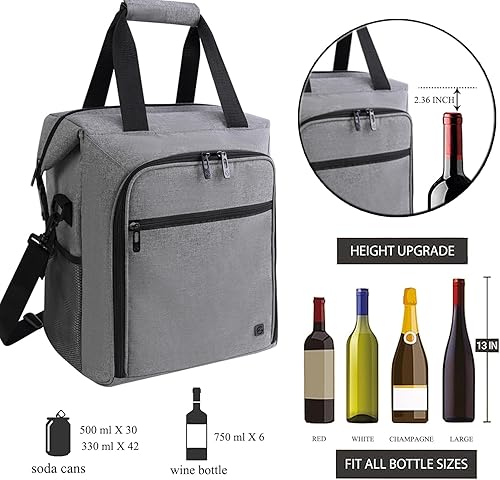 Miniatura 67 de ALLCAMP - Bolsa de vino con compartimento refrigerador, juego de picnic que lleva dos juegos de vajilla Negro