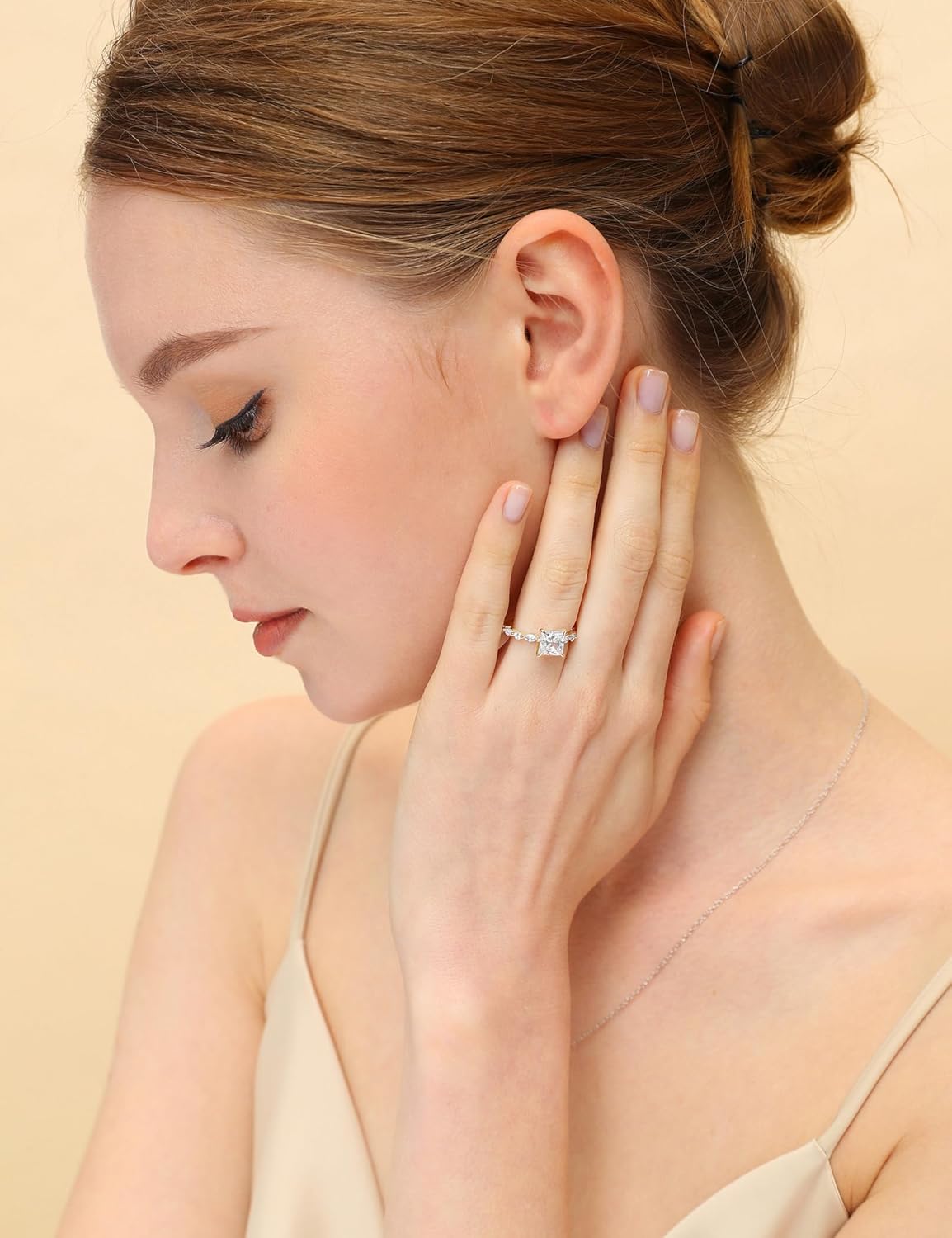 EAMTI 2CT 925 Sterling Silver Ring Princess Cut CZ Engagement Ring Marquise & Round Cubic Zirconia Wedding Band for Women Size 3-13 - Image 6