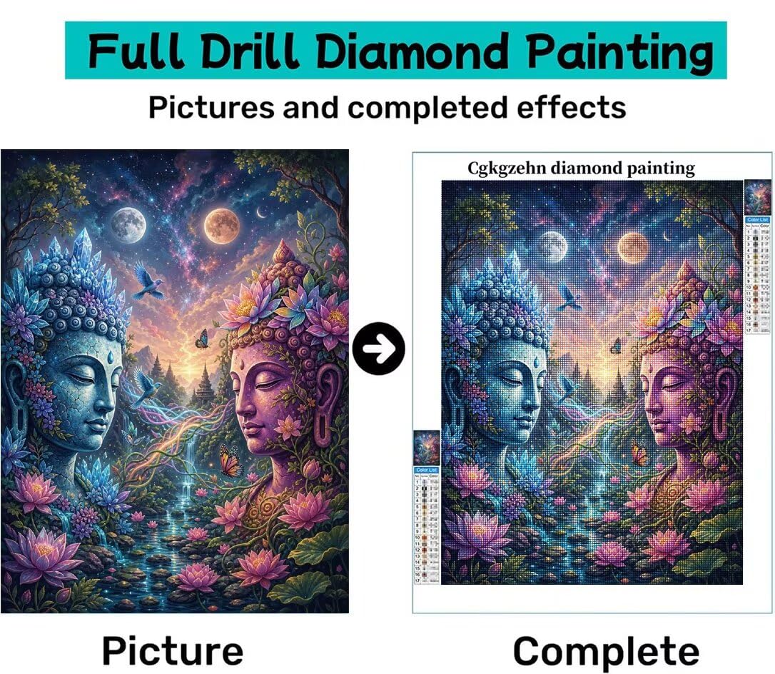 Diamond Painting Zen Kit, Manualidad Creativa y Relajante 60x80cm C8-145