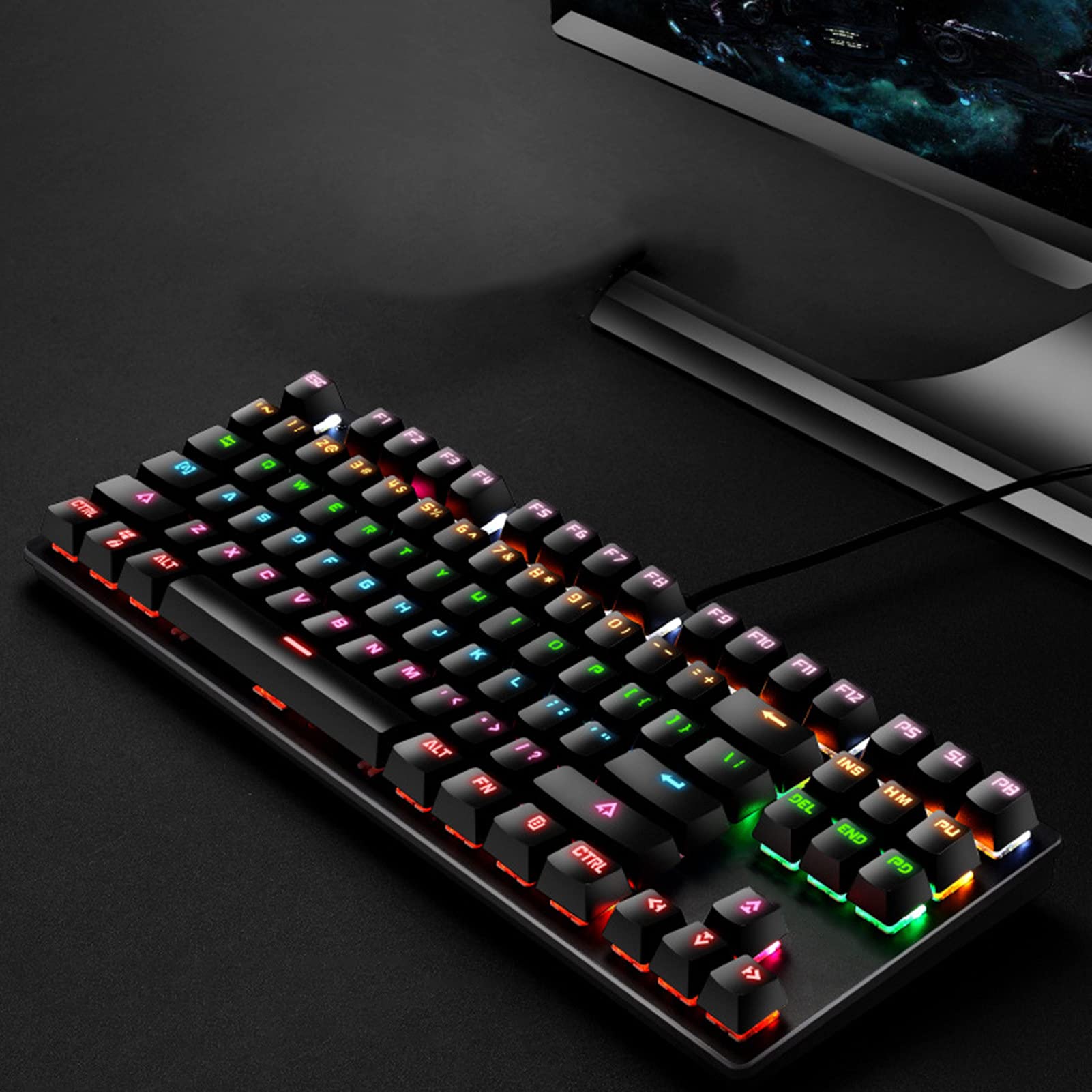 ADITAM Adattatore K550 87 Tasti USB cablatoRetroilluminazione Blu Switch Gaming Tastiera Meccanica Periferiche per Computer Double The Comfort