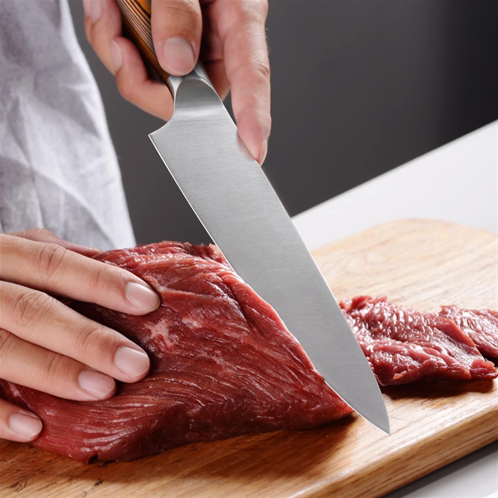 8 "Küchenchef Messer 5cr10 Edelstahl Schneidmesser Holz Griff Utility Kochen Kochkleber Fleischfilet Chefmesser Küchenmesser (Color : HP-HP-C1033, Kitchen Knife Size : 8 inch)