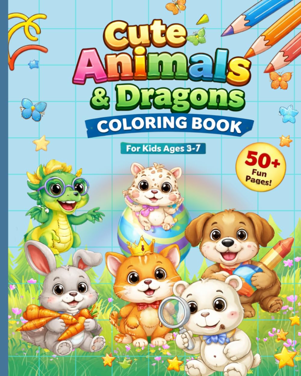 coloring book: animal and dragon