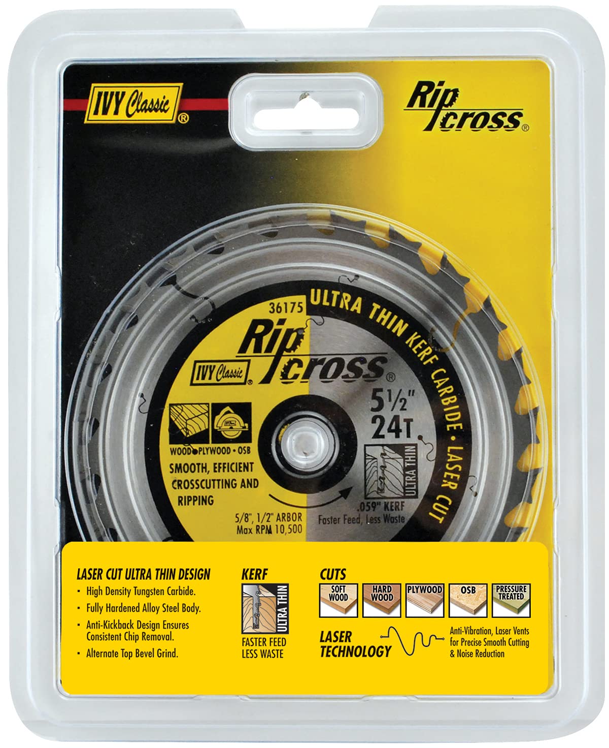 IVY Classic Ripcross 5-1/2-Inch Circular Saw Blade - 24 Tooth Thin Kerf, Carbide, 5/8 & 1/2 Arbor - View #4