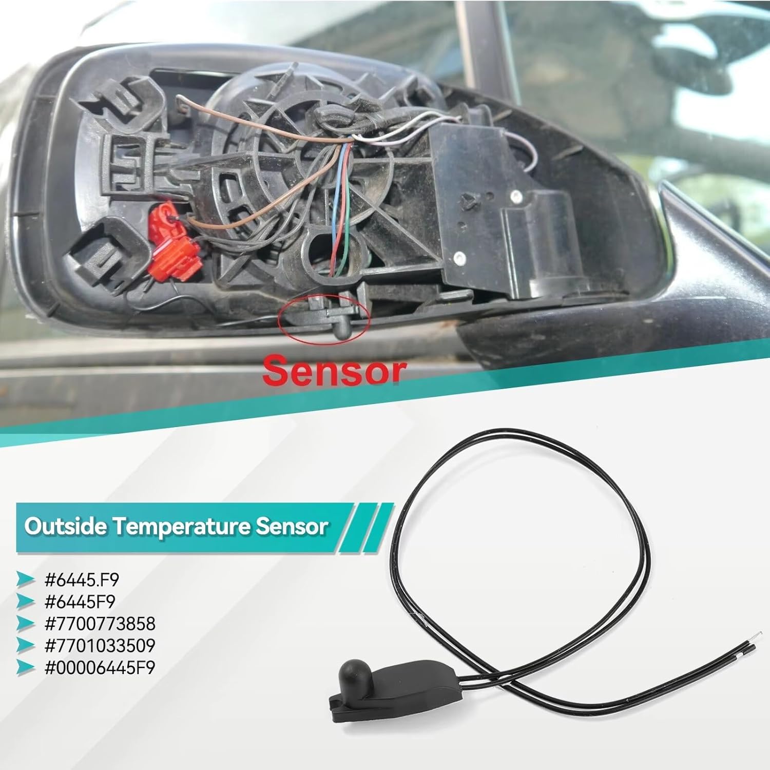 Car Temperature Sensor Ambient Sensor for C3 C4 C5 C6 C8 Car Outside Outdoor Transit Air Temperature Sensor 6445.F9 6445F9