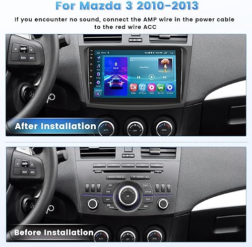 Miniatura 2 de Roinvou 2+64G Android 9 "pantalla táctil para Mazda 3 2010-2013 con CarPlay inalámbrico Android Auto WiFi Bluetooth navegación GPS FM RDS Radio