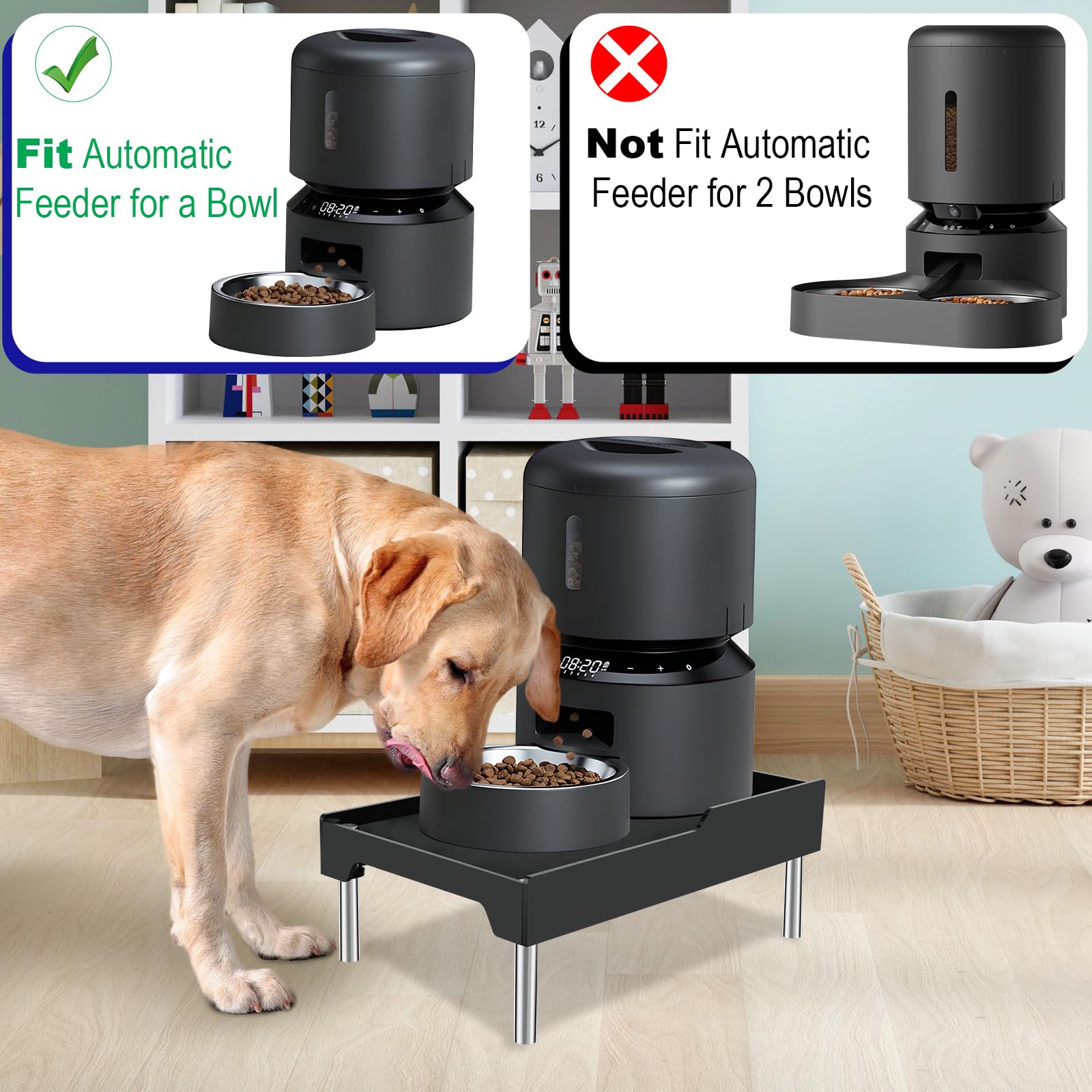 Beautyflier Soporte elevado para comedero de perros, soporte elevado para comederos automáticos de gatos y perros, soporte dispensador de cuenco de agua para perros, soporte ajustable, se adapta a
