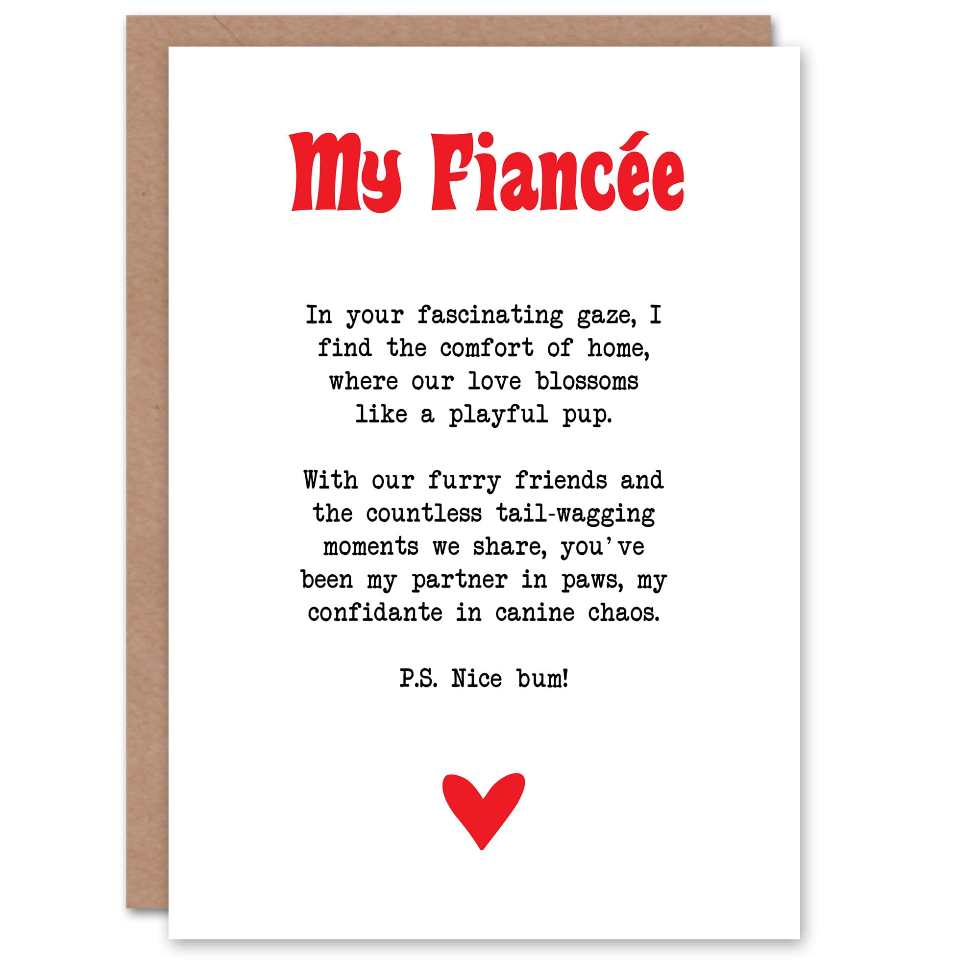 Artery8 Greeting Card Love Poem Dog Lover Fiancée Romantic Poetry Fun For Her Woman Valentine's Day Card