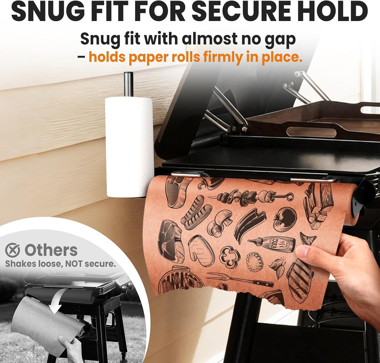 Pop-and-Lock Roll Rack for Traeger, Goldusk Adjustable 2 in 1 Paper Holder for Ironwood/XL,Flatrock,Timberline/XL, Accessories for Traeger Grill Smoker for Aluminum/Foil/Butcher Paper Towel, BAC644