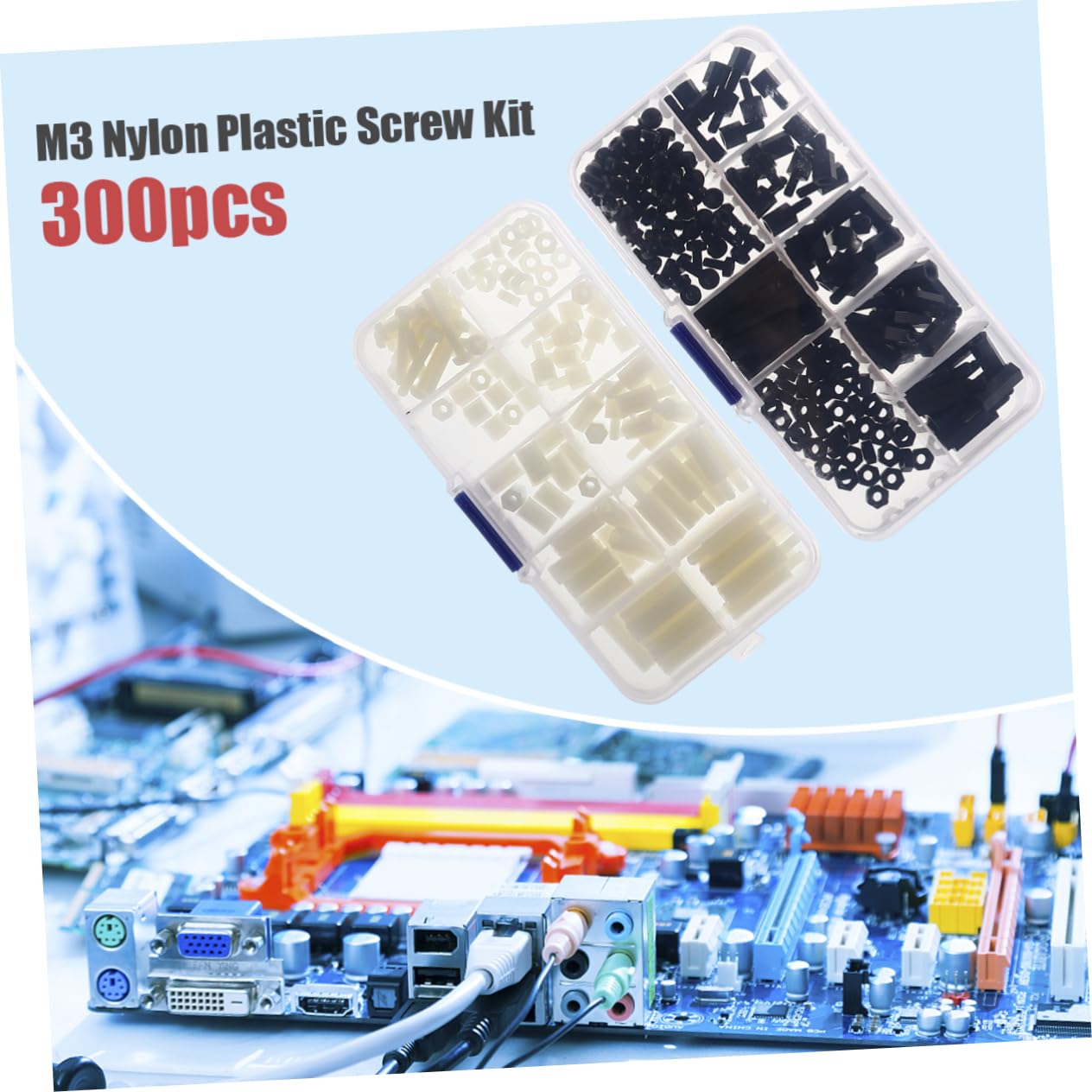 Gatuida 900pcs Machine Screw Kit Nylon Spacer Plastic Nut Screws Assortment Easy Install