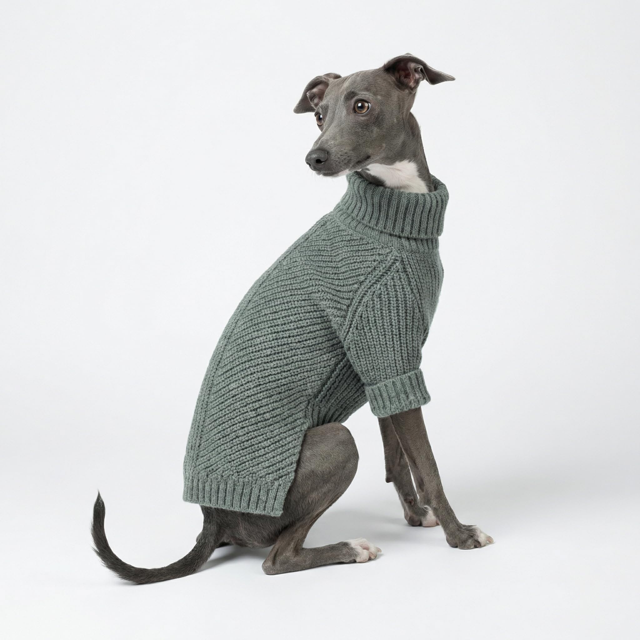 Fitwarm Pull à col roulé pour chien, manteau thermique en tricot pour animal de compagnie, vêtements d'hiver pour petit chien, vêtement pour chat, gris chiné, taille XXL