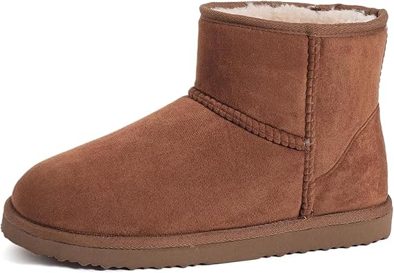 Zizor Womens Cozy Short Bootie Slippers, Winter Warm Hard Bottom House Shoes with Fuzzy Lining