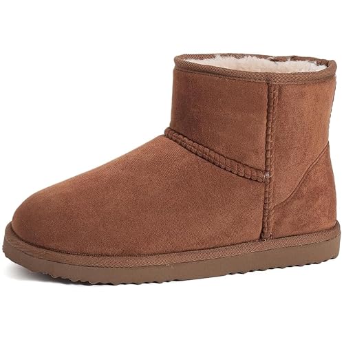 Zizor Women's Cozy Short Bootie Slippers, Winter Warm Hard Bottom House Shoes with Fuzzy Lining