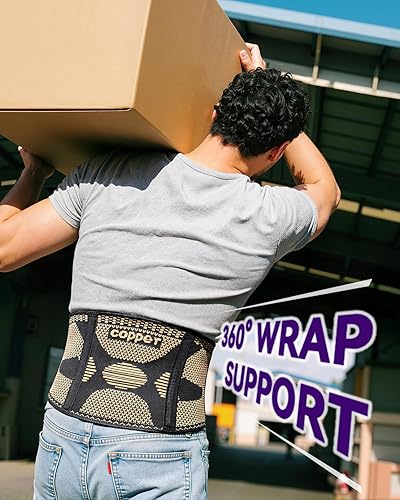 Vista 7 de Soportes de espalda de cobre para dolor lumbar, cinturón de soporte lumbar transpirable para hombres y mujeres, faja lumbar para hernia de disco