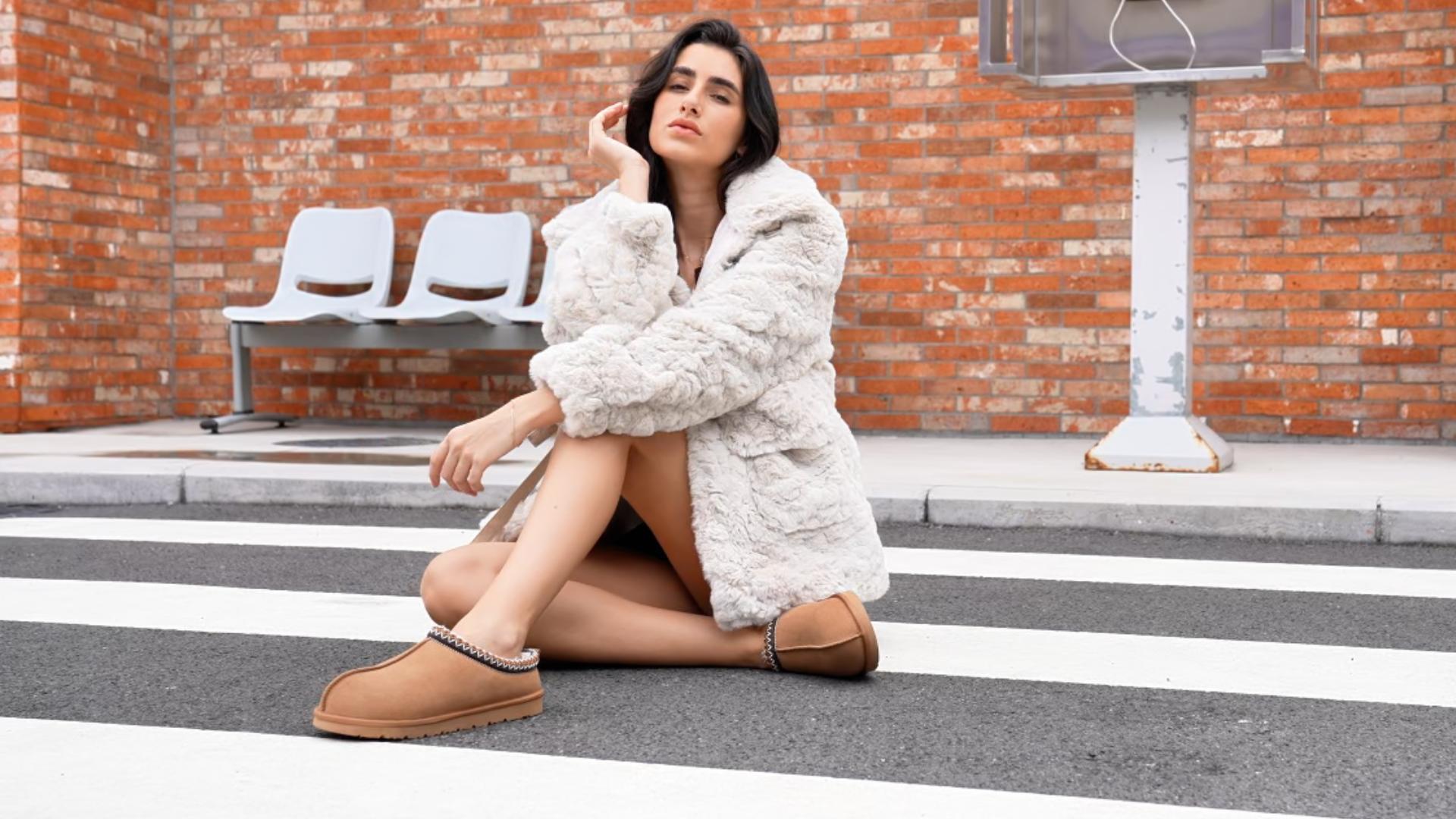 Amazon.com | OOW Genuine Suede Wide Slippers for Women with Memory