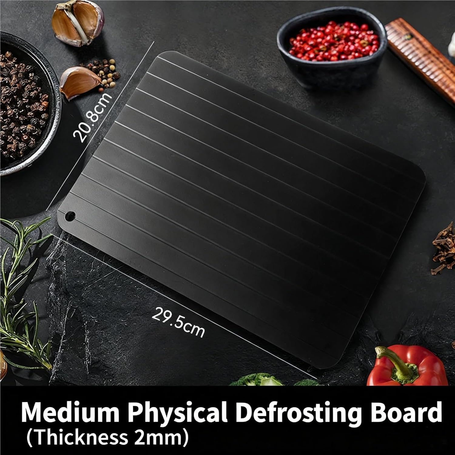 Black Tech Aluminum Defrosting Board - Thaw Steak & Seafood 8X Faster | Multiple Sizes | Modern Minimalist Kitchen Tool(Extra Large)
