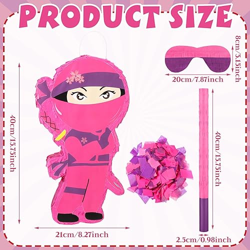 Miniatura 3 de Leyndo Piñatas de ajolote rosa para fiesta de cumpleaños, piñata rosa con palo de confeti para niños y niñas, regalo de fiesta de cumpleaños, baby