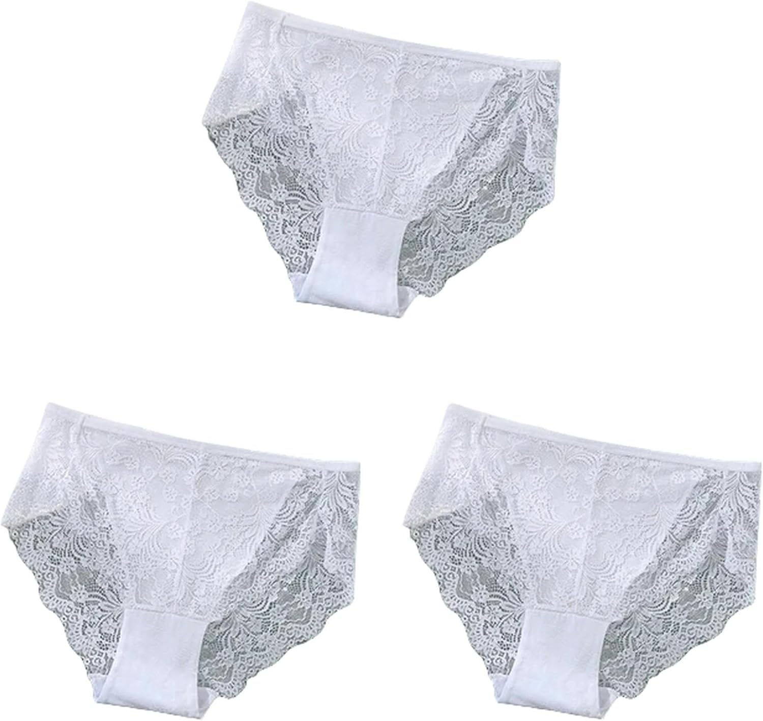 Lingerie culottes taille haute en dentelle douce | Lot de 3 slips 2XL