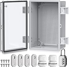 EYPINS Waterproof Outdoor Electrical Box in Reinforced ABS 3 mm Junction Box IP67 Waterproof with Integrated Seal Resistant to 60 kg Ideal for Irrigation Swimming Pool and DIY Projects (30 x 20 x 16 cm)