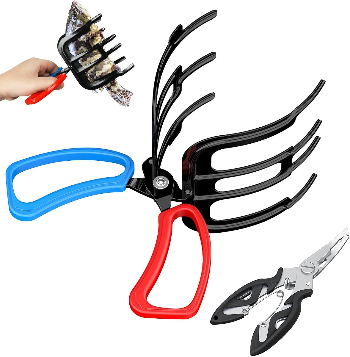 Pawfly Pinza de Pescado de 2 o 3 Garras, Antideslizante, 2 Piezas de Pinzas de Pescado para Pesca | Alicates de pesca de metal, herramienta para capturar peces para la mayoría de los peces de agua dulce, abrazaderas de control de peces ligeras multifuncionales, equipo de pesca