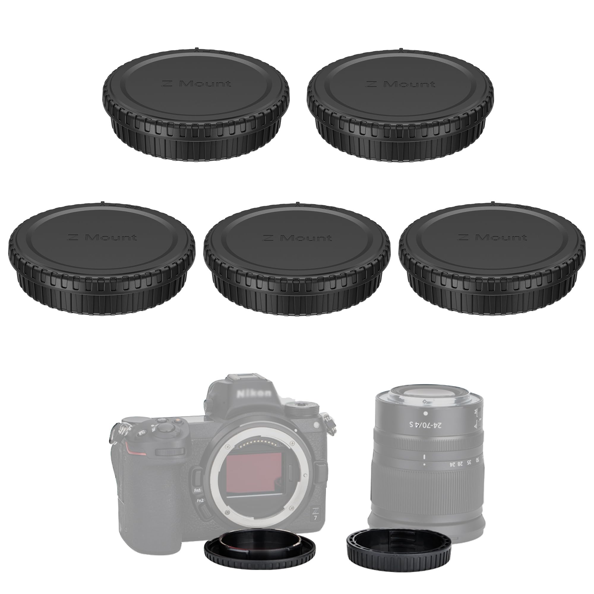 Amazon.com : JJC 5-Pack Nikon Z Mount Rear Lens Cap & Body Cap for