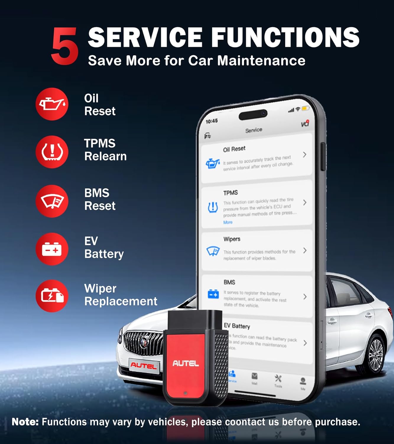 Autel OBD2 Scanner Autel MaxiAP AP2500 Bluetooth Code Reader Oil Reset TPMS BMS Reset All-System Code Read/Clear 45+ Car Brands Work with Android/iOS Upgrade AL329 AP200 AP200H