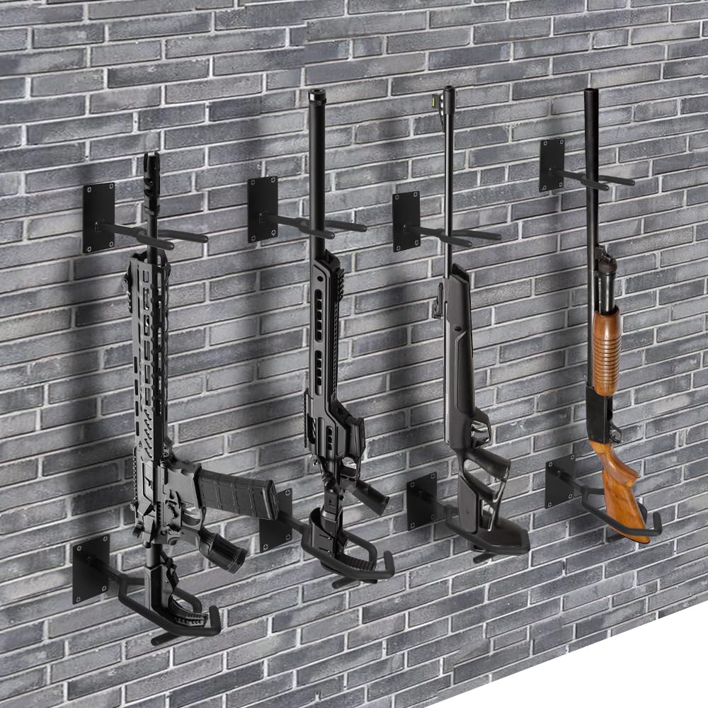 Premium Waffenhalter Wandmontage mit hoher Belastbarkeit, Innenraum Gewehrhalter mit Polsterung, Verstellbarer Waffenständer für Shotgun und Gewehre