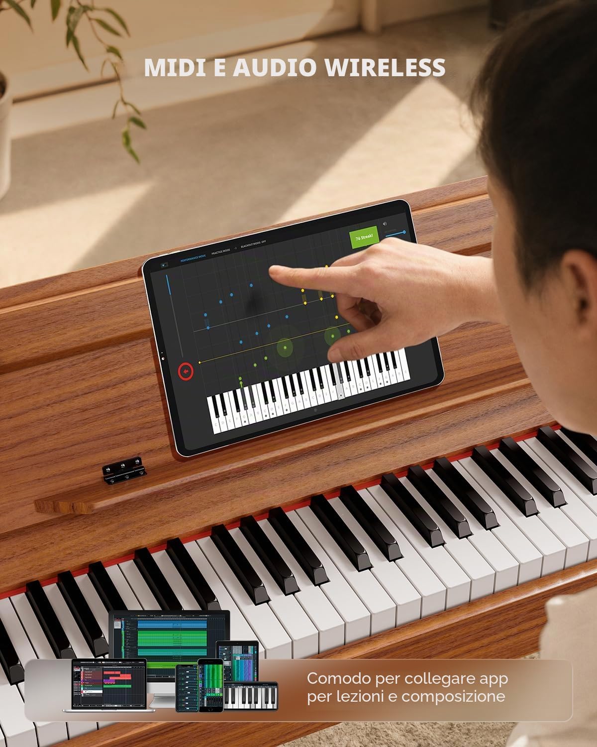 Pianoforte Digitale Eastar EUP-100 88 Tasti Pesati con Cuffie e Pedali