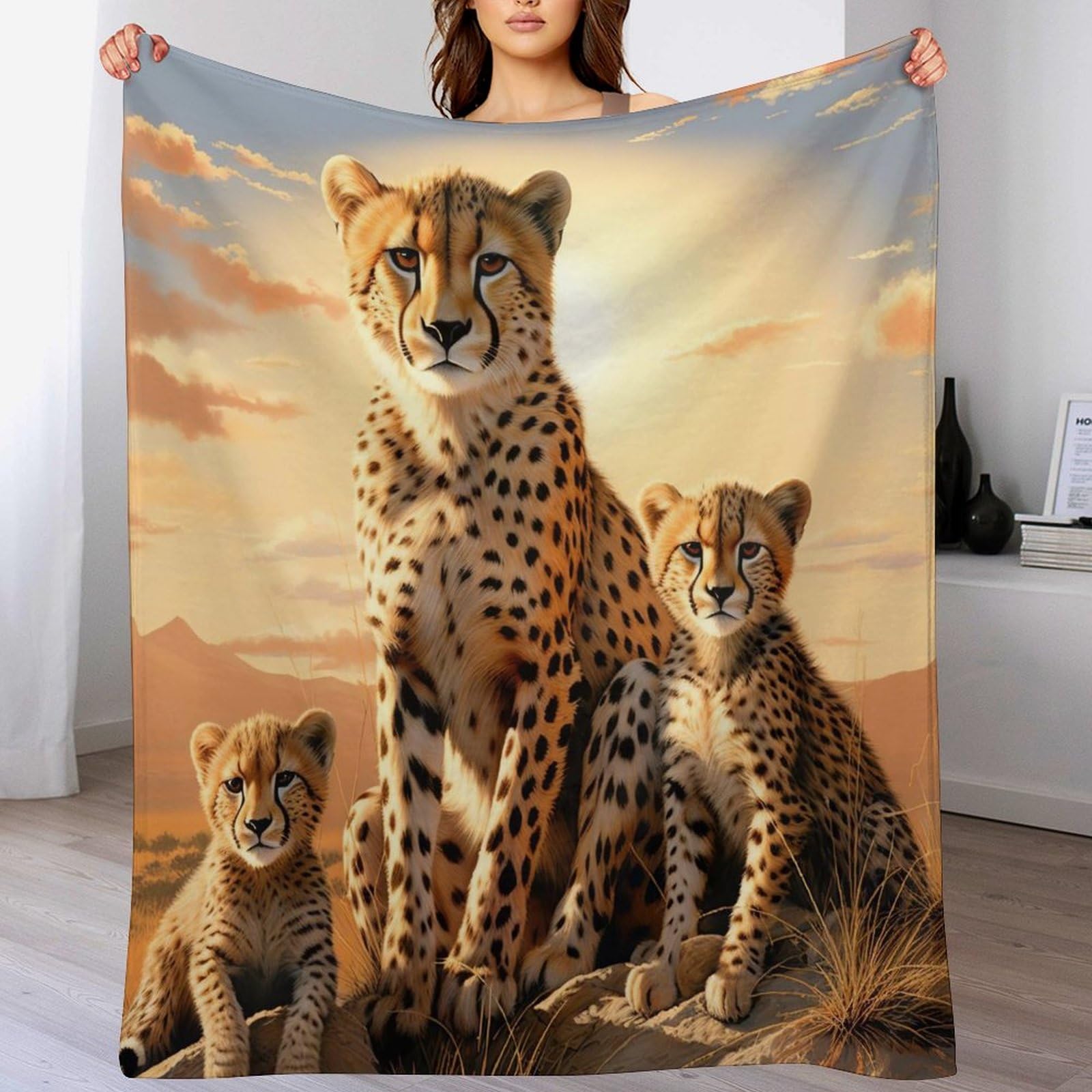 Manta para sofa de franela con diseno leopardo 150x200cm
