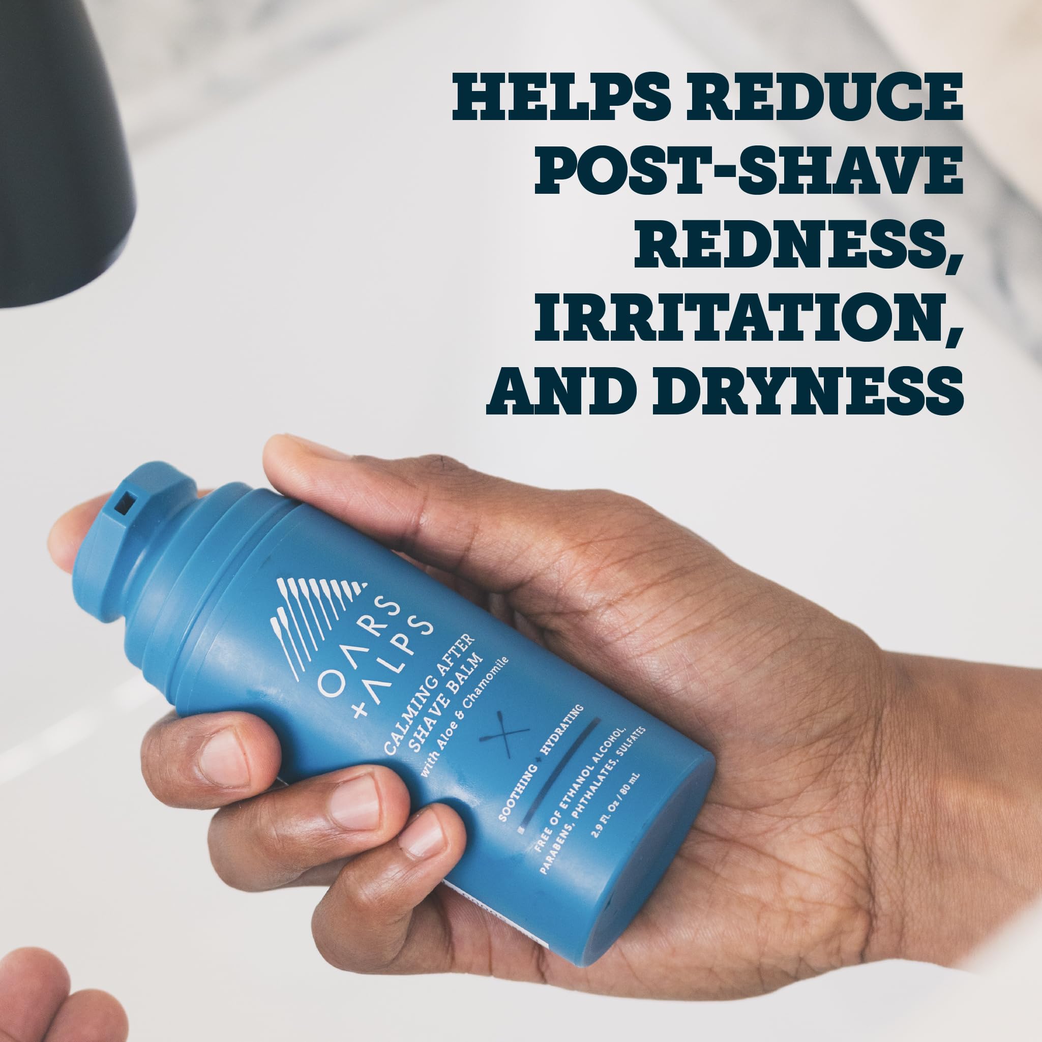 Oars + Alps Calming After Shave Balm and Lotion for Men, Dermatologist Tested and Infused with Aloe and Chamomile, TSA Friendly, 2.9 Fl Oz