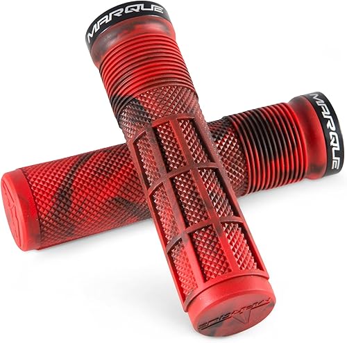 MARQUE Race Mountain Bike Handlebar Grips Collar de anillo de bloqueo único MTB y BMX para manillar de bicicleta con agarre antideslizante, patrón