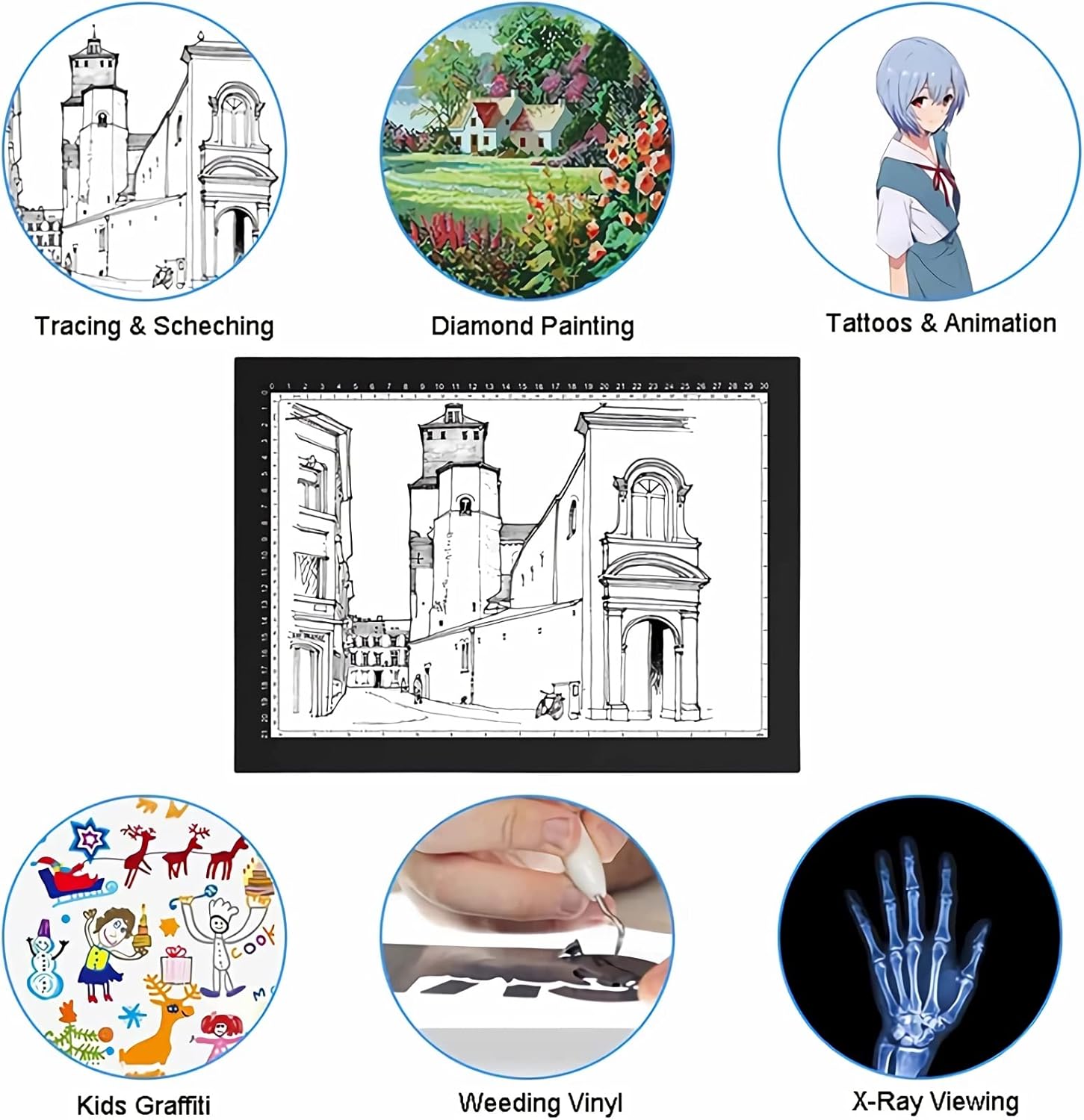 LED Light Pad Light Board for Diamond Painting - Ultra-Thin Magnetic Tracing Light Box with USB Powered for Artists Drawing 2D DIY Diamond Painting Sketching Tattoo Animation Designing (A0)