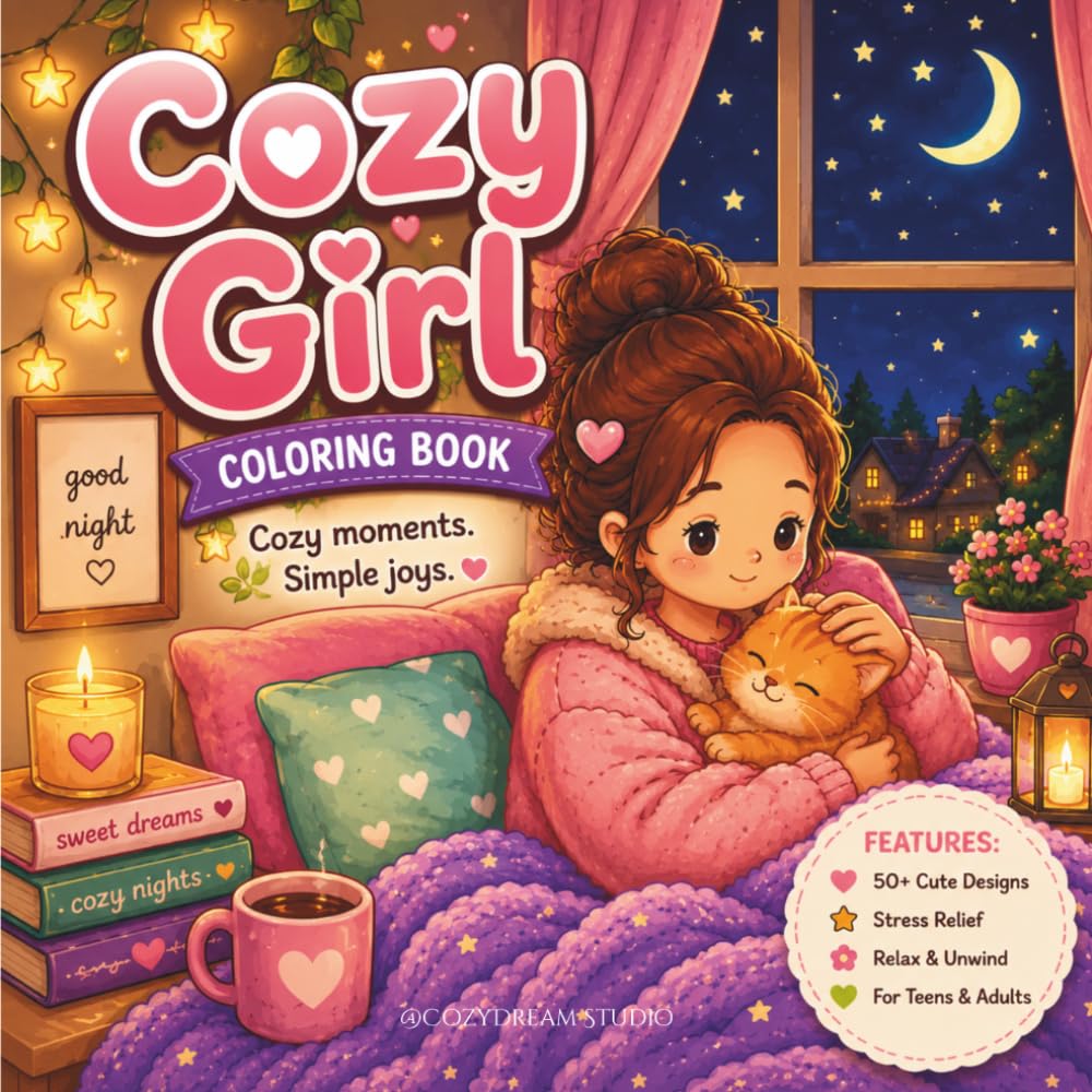Cozy Girl Coloring Book: Cozy Moments Simple Joys