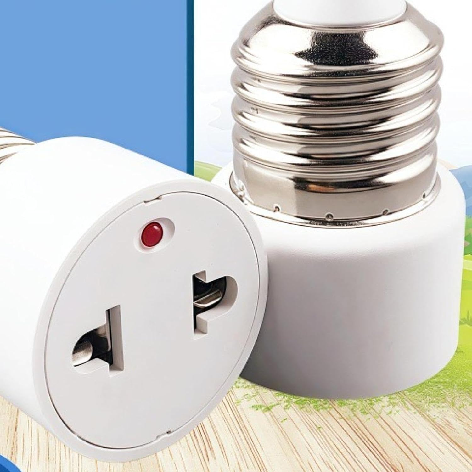 Light Socket to Plug Adapter High Performance Sturdy E27 to US EU Converter